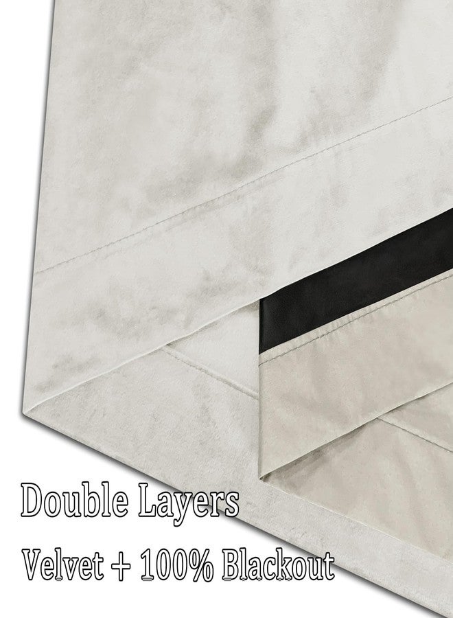 JSFLY 100% Full Blackout Velvet Curtains with Liner 63 inch Long 2 Panels for Living Room, Thermal Insulated Energy Saving Room Darkening Grommet Window Drapes for Bedroom, 42x63 Cream Ivory - Image 5